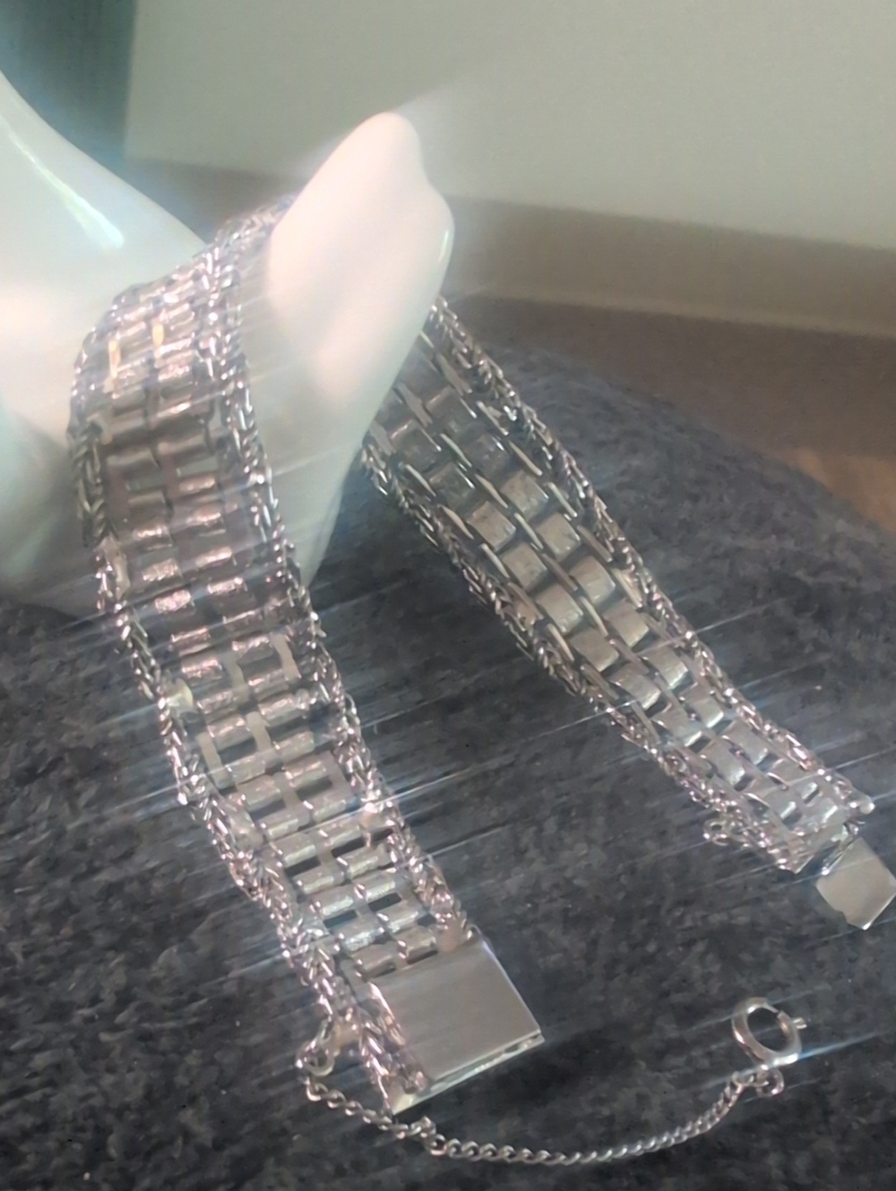 VTG Wide Silver Link Bracelet - Chunky Chain Style